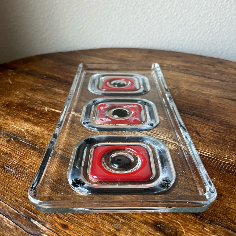 Vintage Walther Kristallglas Glass Rectangular Tray Made In Western Germany
